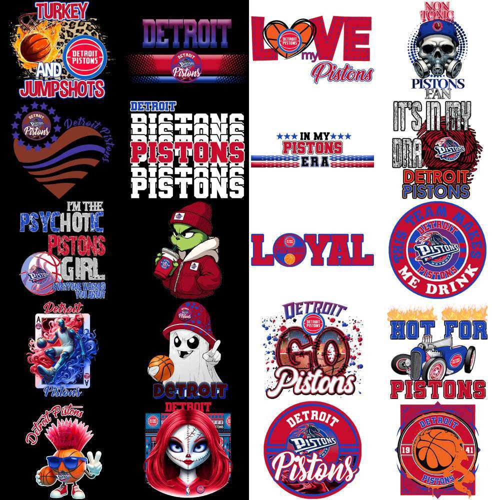 57 Detroit Pistons Basketball Designs Bundle PNG