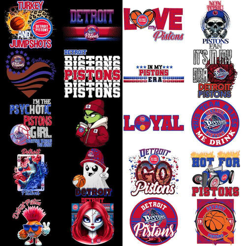 57 Detroit Pistons Basketball Designs Bundle PNG