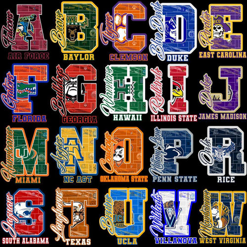 129 College Sports NCAA Teams Letter Initials Designs Bundle PNG