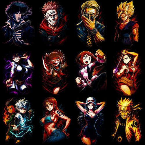 Anime character bundle for DTF, DTG, embroidery & tumbler wraps — print-ready PNG, SVG, PES designs