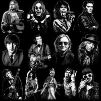 Load image into Gallery viewer, Rock legend portraits in black and white, print-ready for DTF, DTG, embroidery, and tumbler wraps
