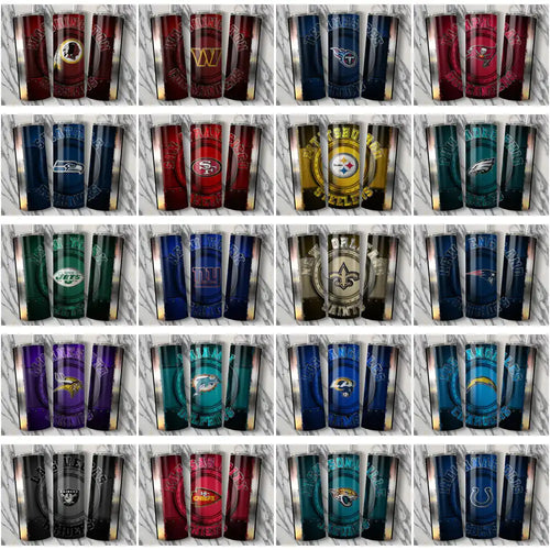 34 Football Teams Metal Tumbler Wrap Bundle JPG