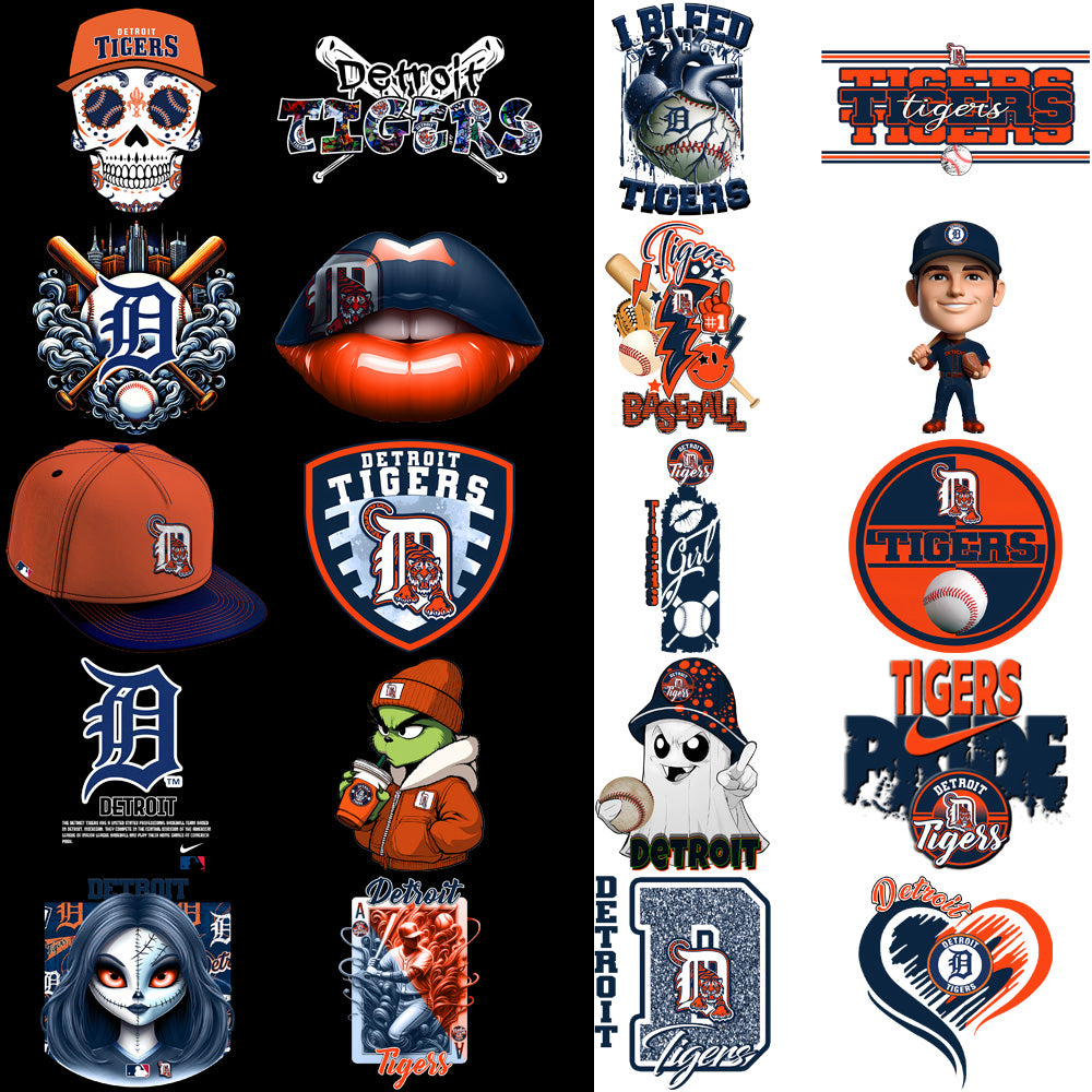 66 Detroit Tigers Baseball Designs Bundle PNG