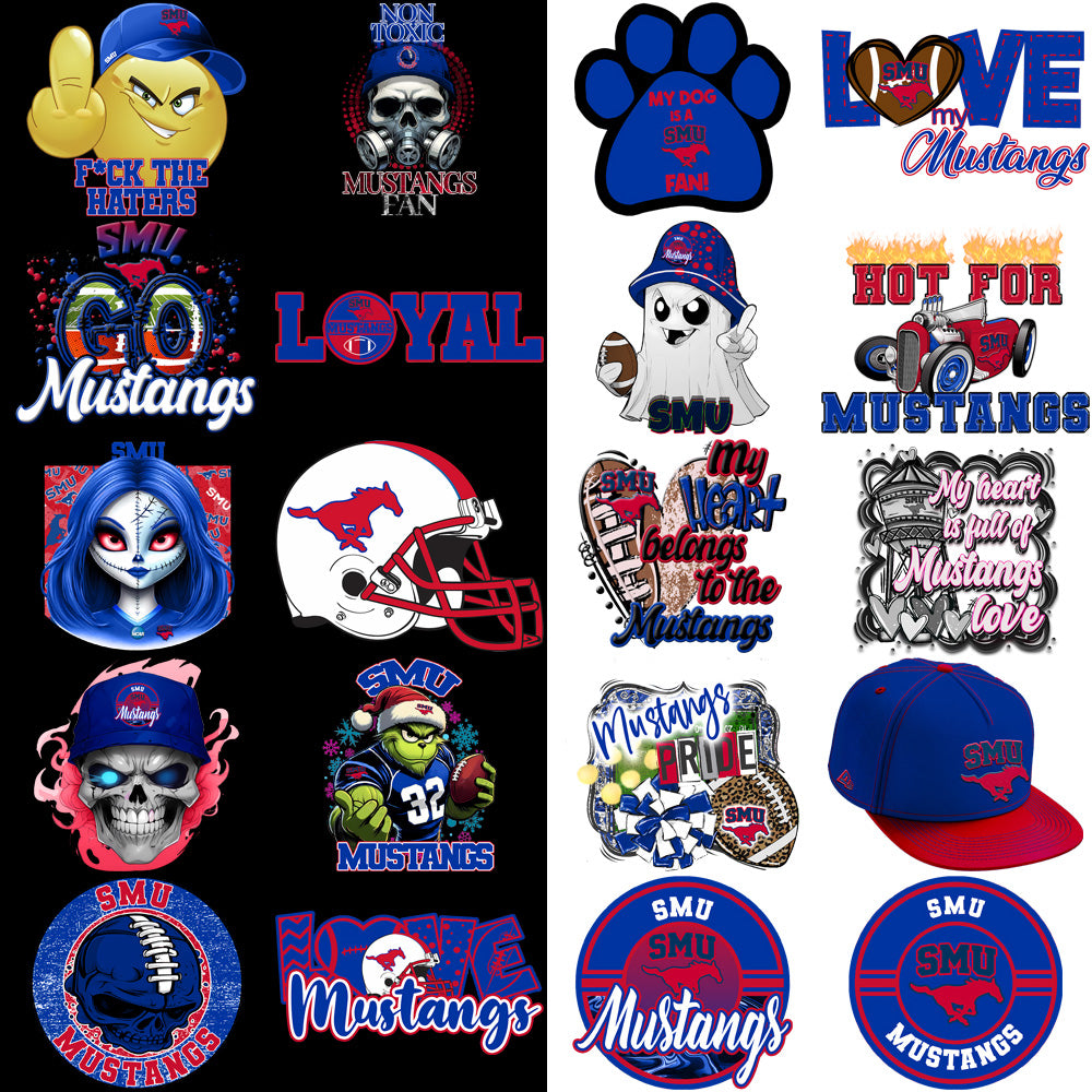 38 SMU Mustangs Designs Bundle PNG