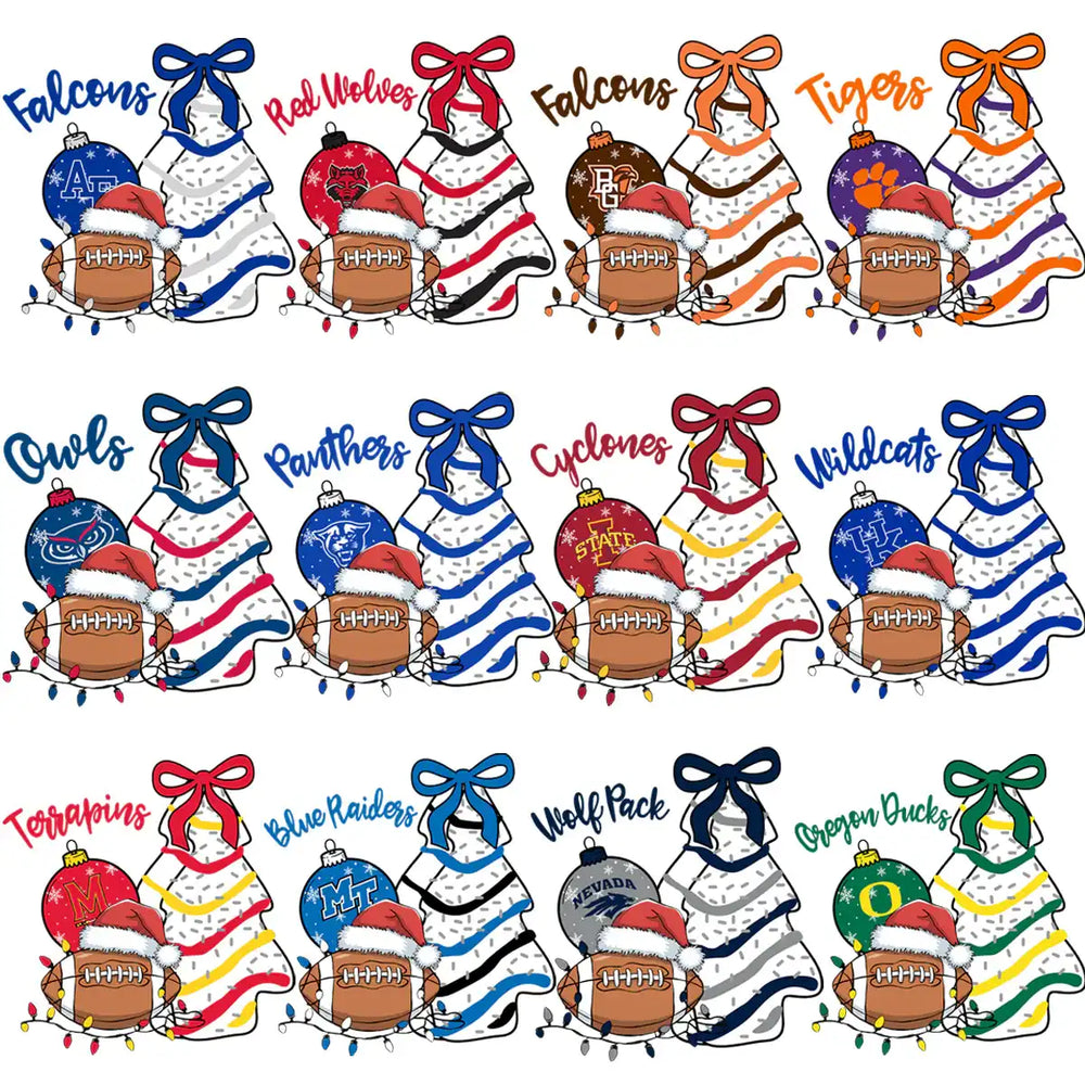 130 College NCAA Christmas Ornaments PNG Designs Bundle