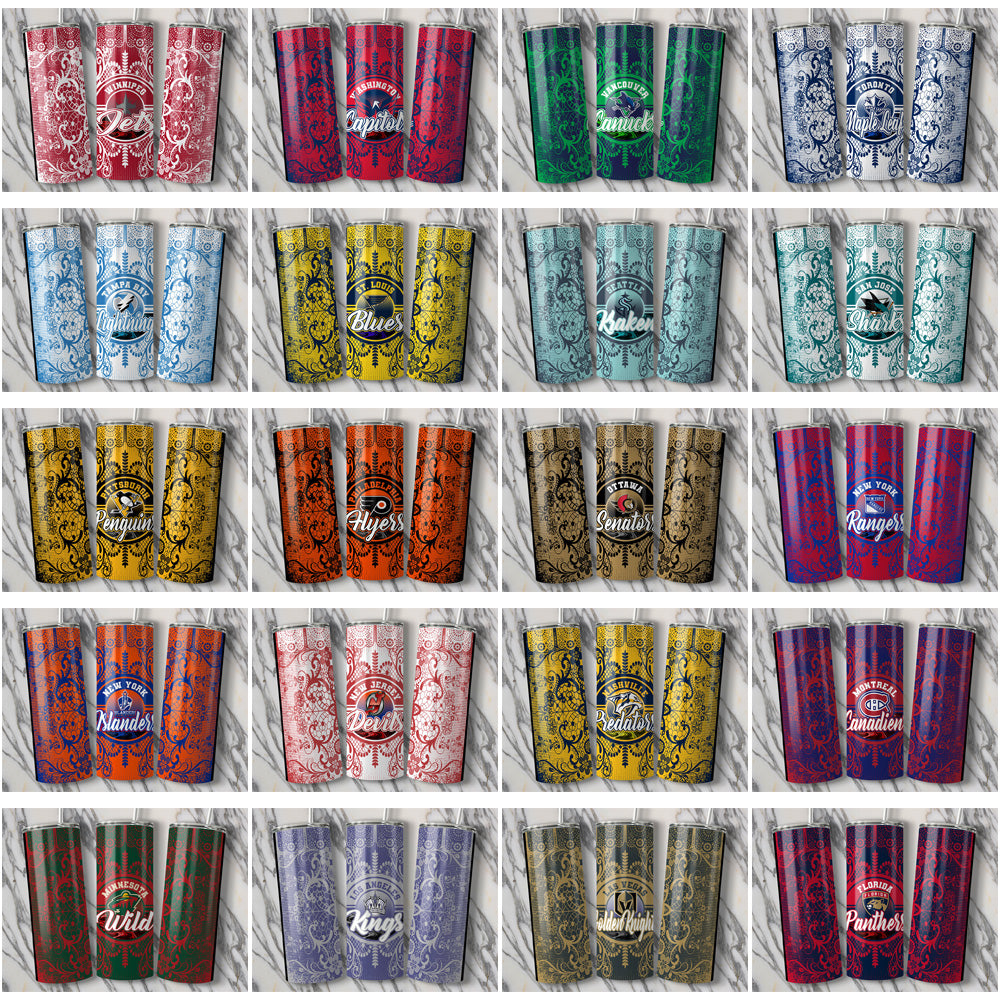 32 Ice Hockey Teams Lace & Logos Tumbler Wrap Bundle JPG