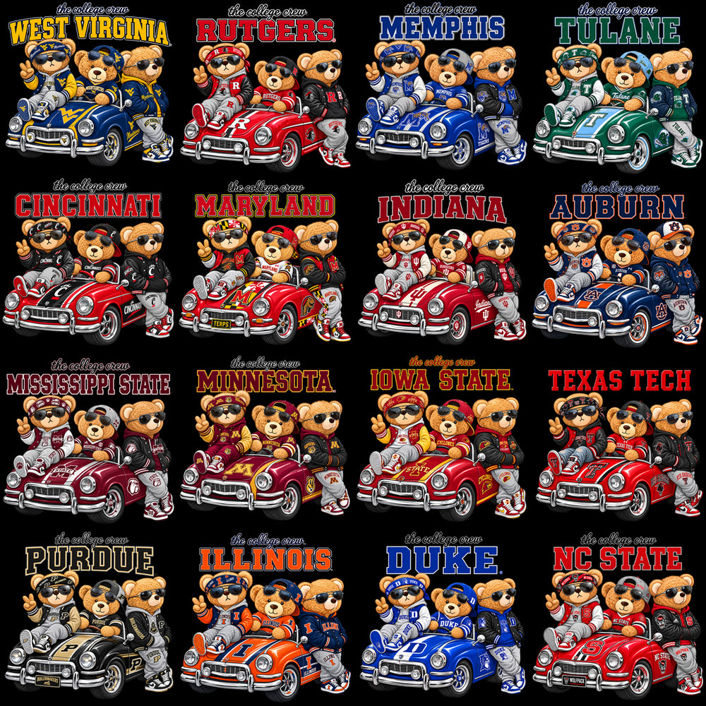 55 College Football Teddy Bears Crew NCAA Teams Designs Bundle PNG