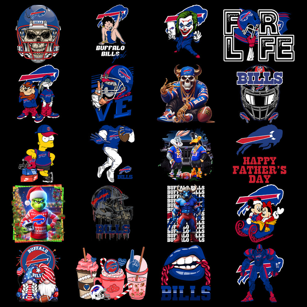 49 Buffalo Bills V1 Football Designs Bundle PNG
