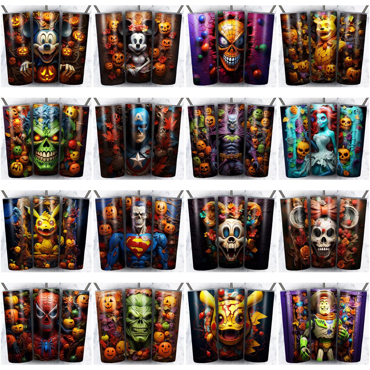 99 3D Horror Cartoon Tumbler Wrap Designs Bundle JPG