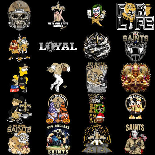50 New Orleans Saints V1 Football Designs Bundle PNG