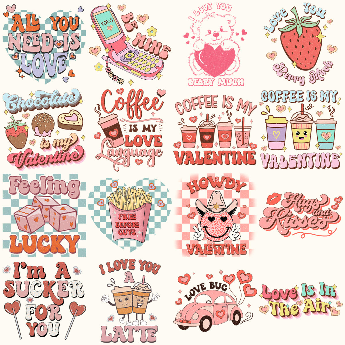 35 Retro Valentine Designs Bundle Png