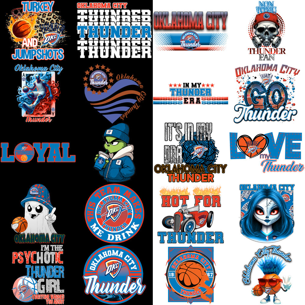 48 Oklahoma City Thunder Basketball Designs Bundle PNG