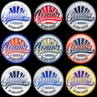Load image into Gallery viewer, Senior 2026 we made history badges in colorful designs for print-ready use
