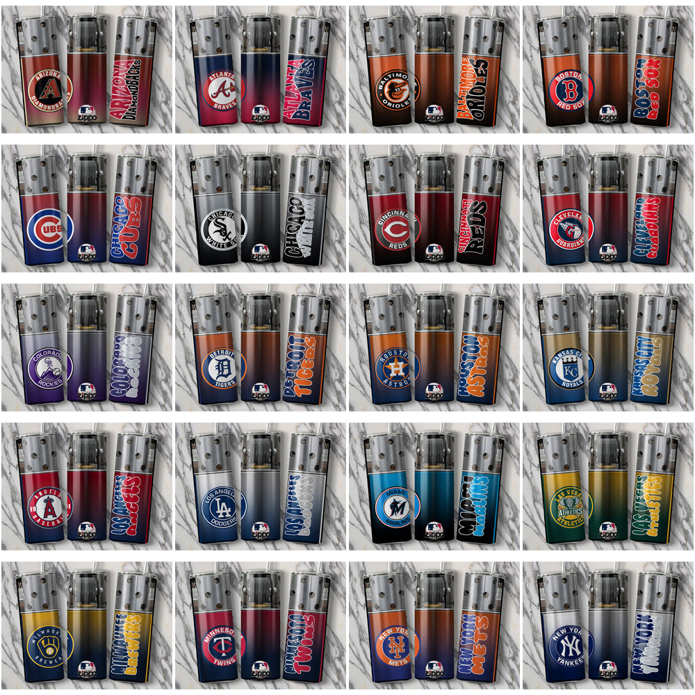 30 Baseball Teams Zippo Lighter Tumbler Wrap Bundle JPG