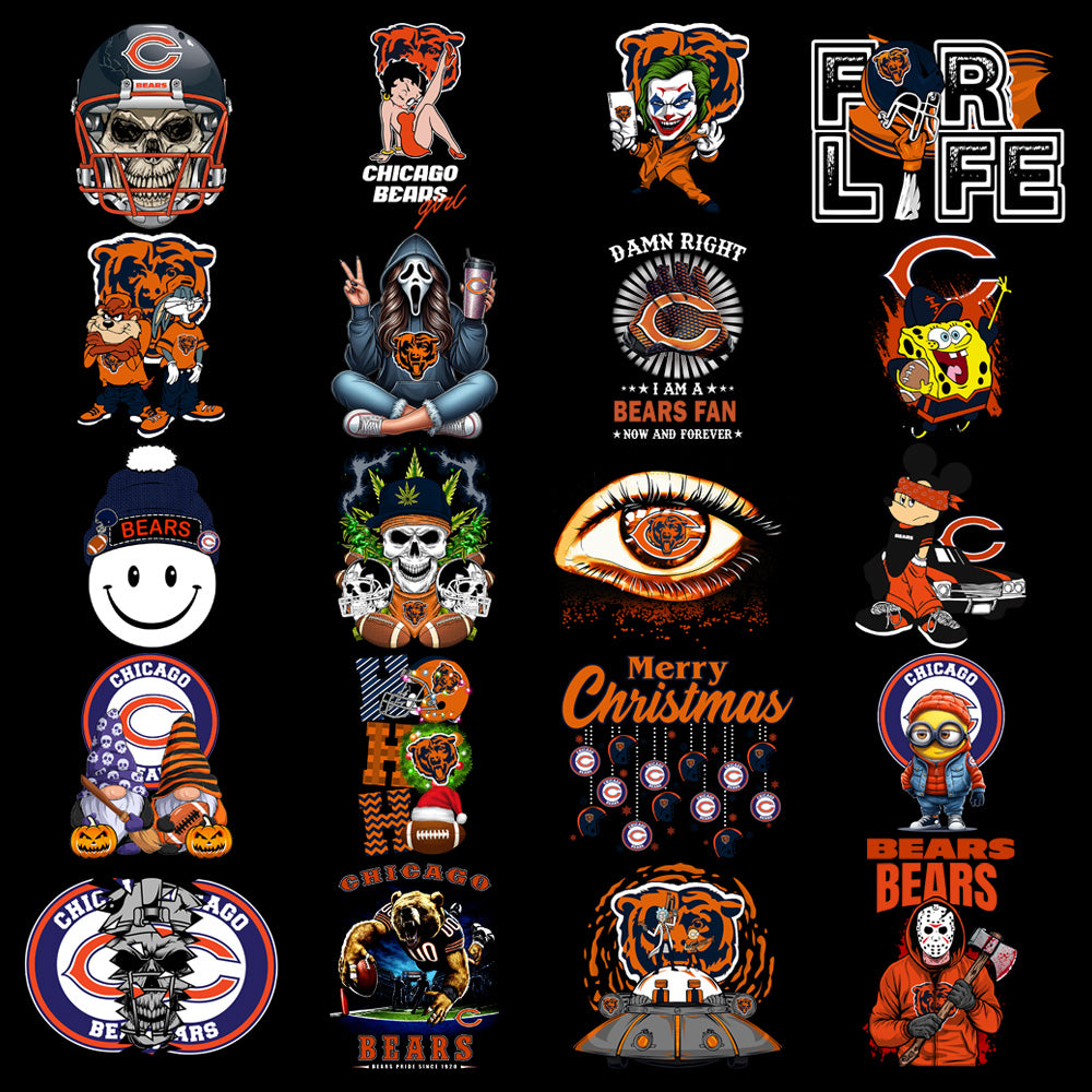 49 Chicago Bears V1 Football Designs Bundle PNG