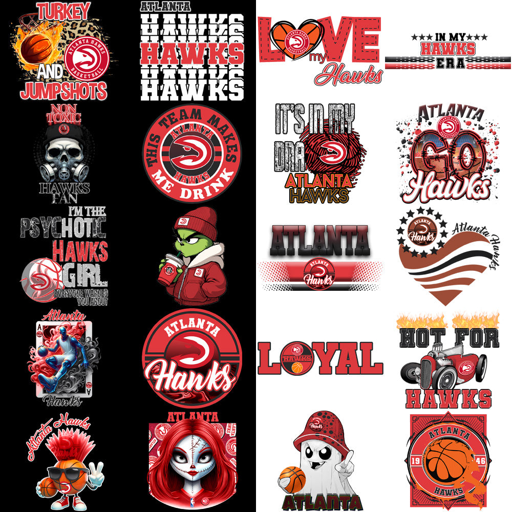 56 Atlanta Hawks Basketball Designs Bundle PNG