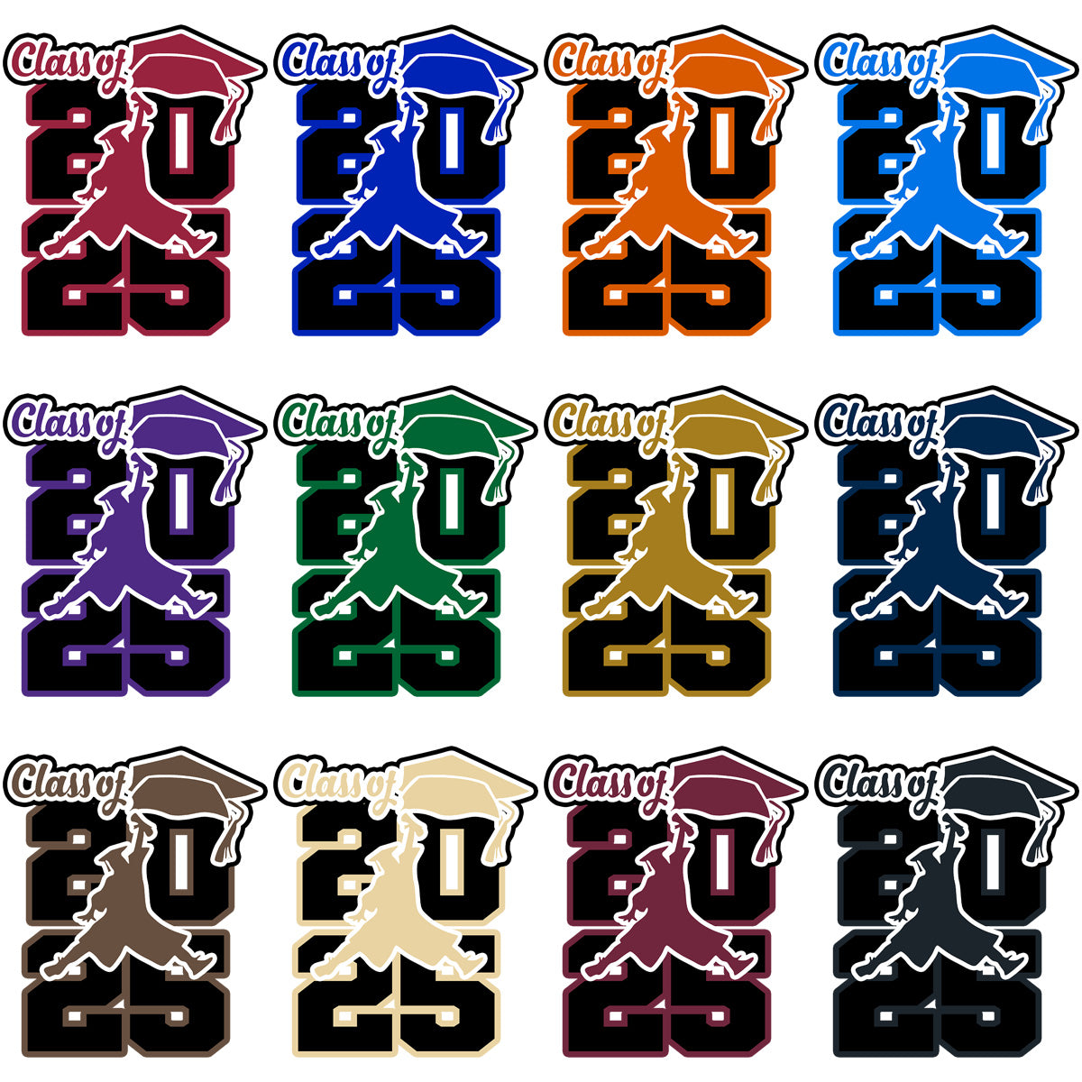 90 Senior Class Of 2025 Graduation Jump Designs Bundle PNG