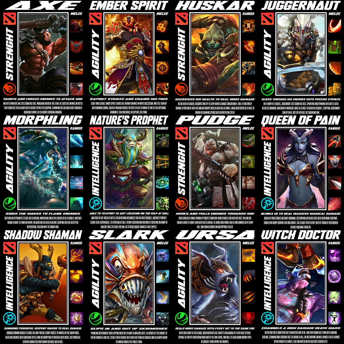 120 Dota 2 Gaming Streetwear Black / White + Halftone Designs Bundle PNG