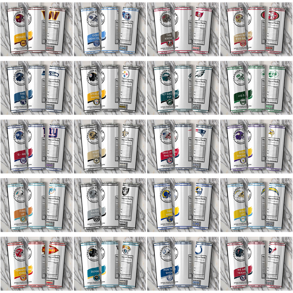 32 Football Teams White Claw Tumbler Wrap Bundle JPG