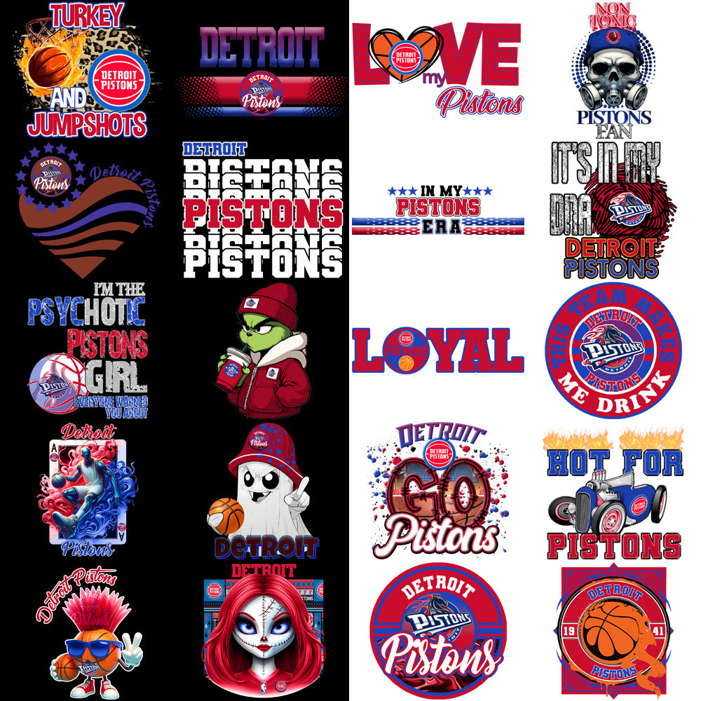 57 Detroit Pistons Basketball Designs Bundle PNG