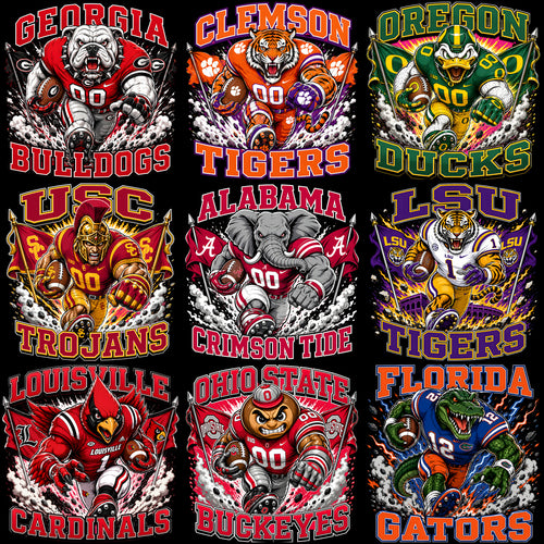 89 College Football NCAA Teams Mascots Designs Bundle PNG