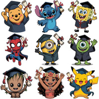 Load image into Gallery viewer, 80 Pop Culture Cartoons Graduation Designs Bundle PNG
