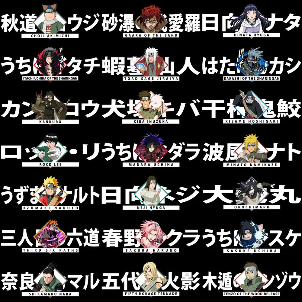 21 Anime Japan Naruto White + Black / Front and Back Designs Bundle PNG