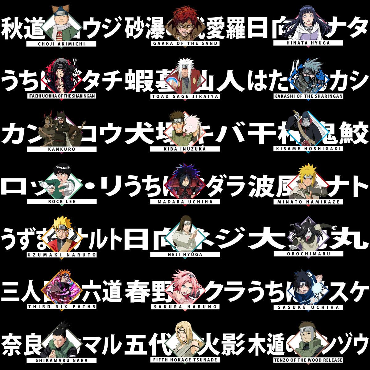 21 Anime Japan Naruto White + Black / Front and Back Designs Bundle PNG