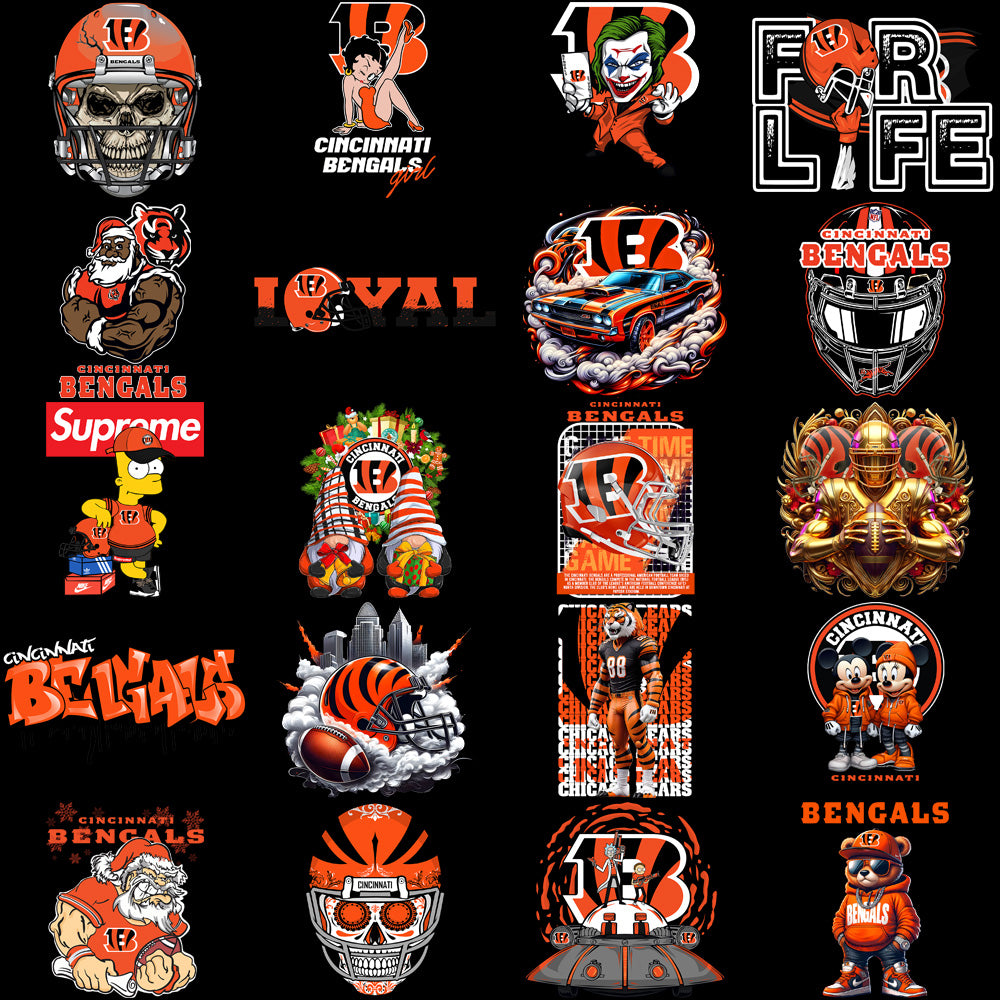 49 Cincinnati Bengals V1 Football Designs Bundle PNG