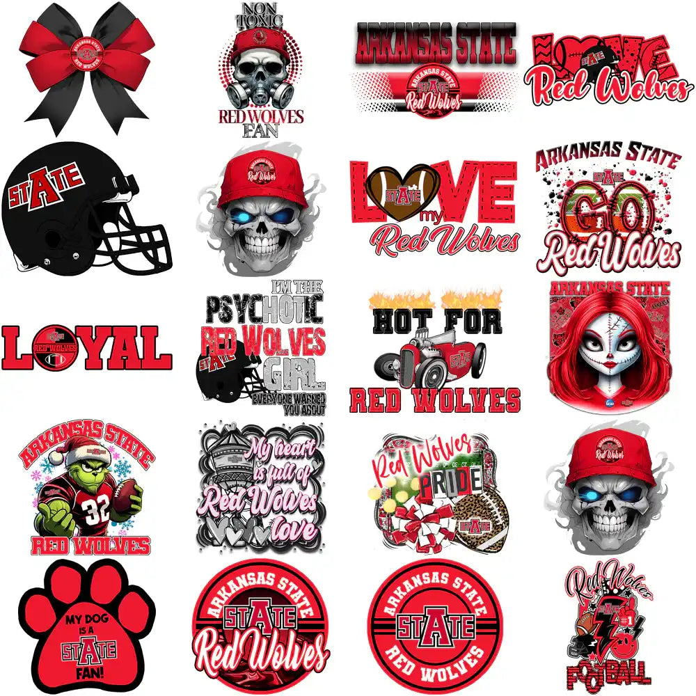 34 Arkansas State Red Wolves Designs Bundle PNG
