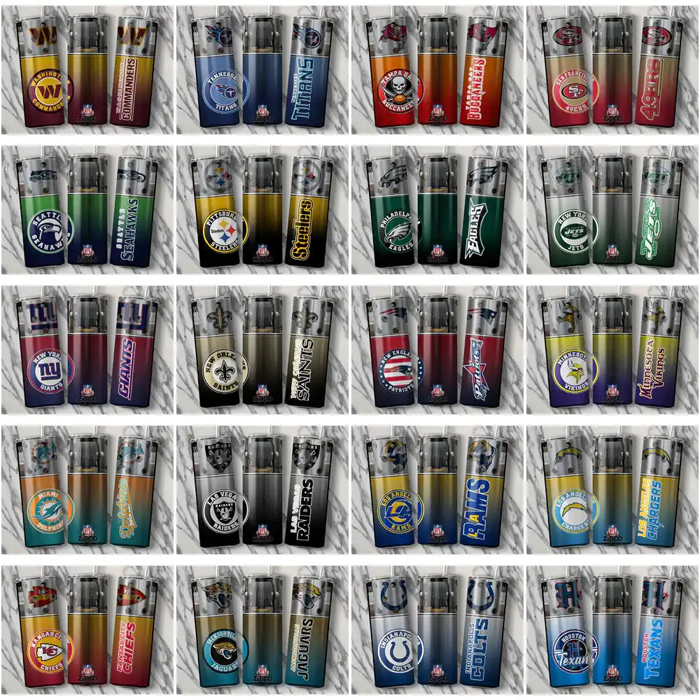 33 Football Teams Zippo Lighter Tumbler Wrap Bundle JPG