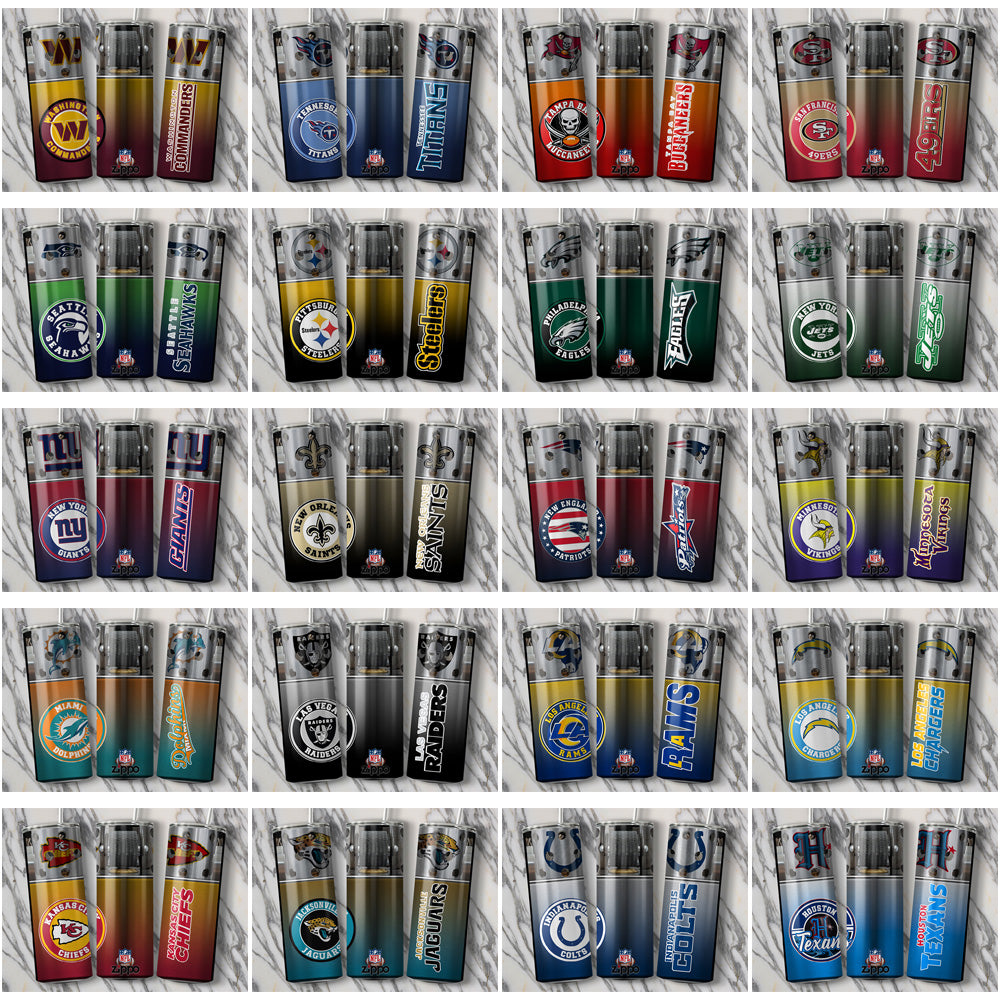 33 Football Teams Zippo Lighter Tumbler Wrap Bundle JPG