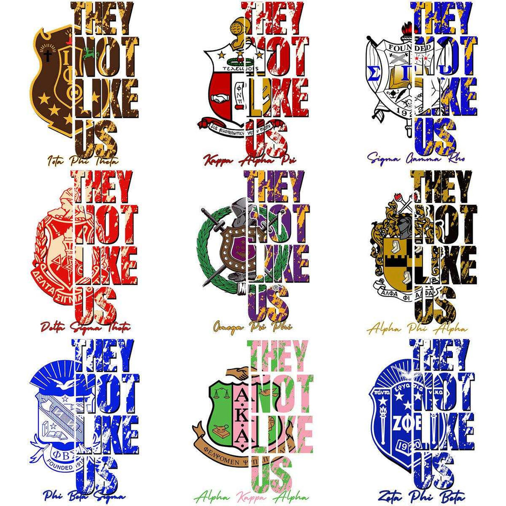 9 Sororities And Fraternities They Not Like Us Designs Bundle PNG