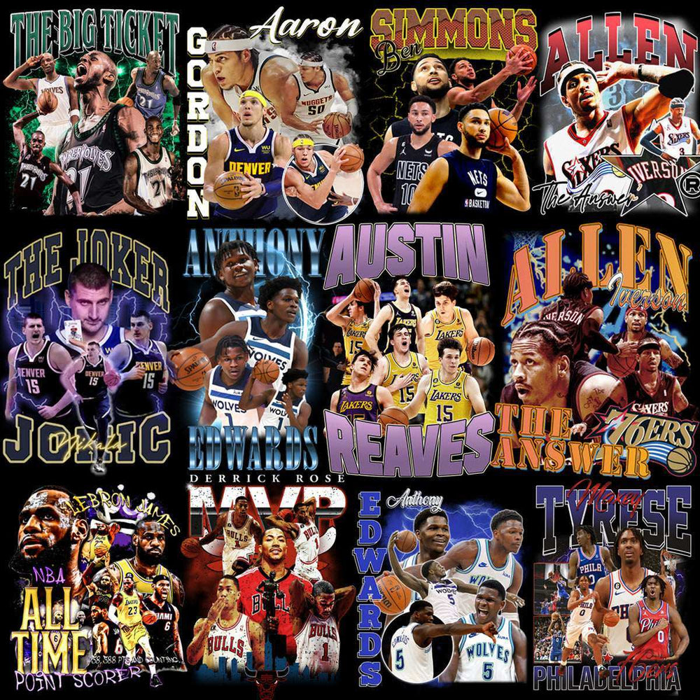 51 Basketball Teams Players Bootleg Homage Designs Bundle PNG