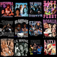 Lade Bild in die Galerieansicht, Print-ready celebrity collage designs for DTF/DTG, embroidery, and tumbler wraps featuring popular artists.
