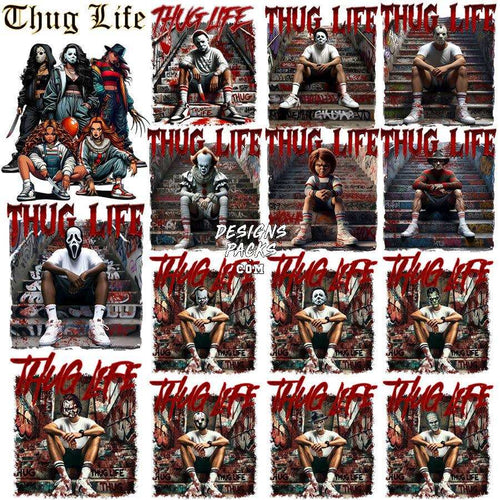 69 Horror Halloween Slashers Thug Life Designs Bundle PNG