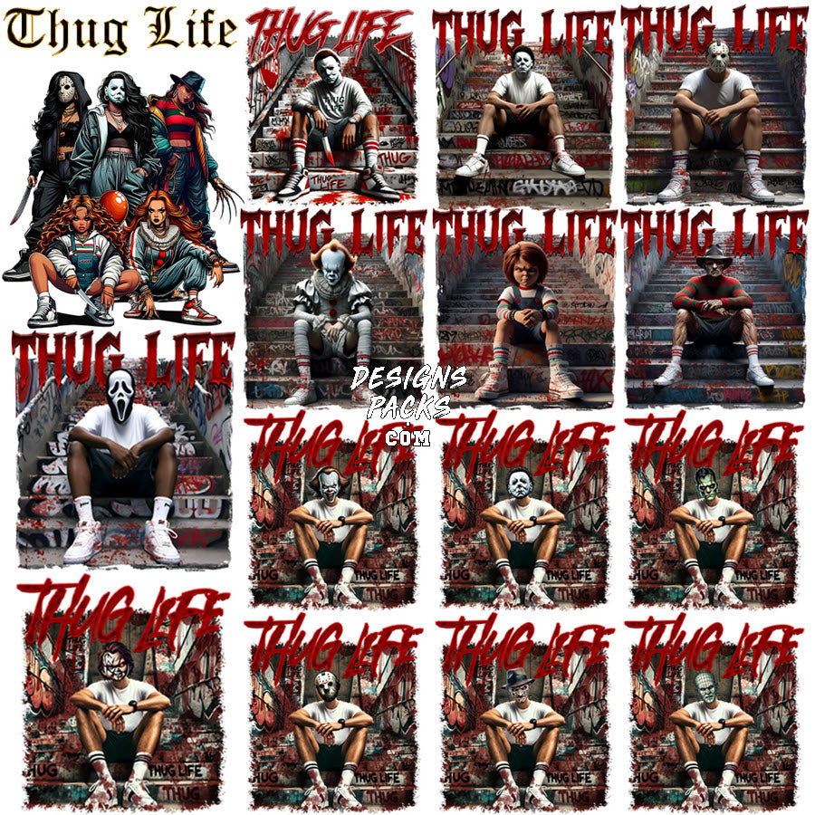 69 Horror Halloween Slashers Thug Life Designs Bundle PNG