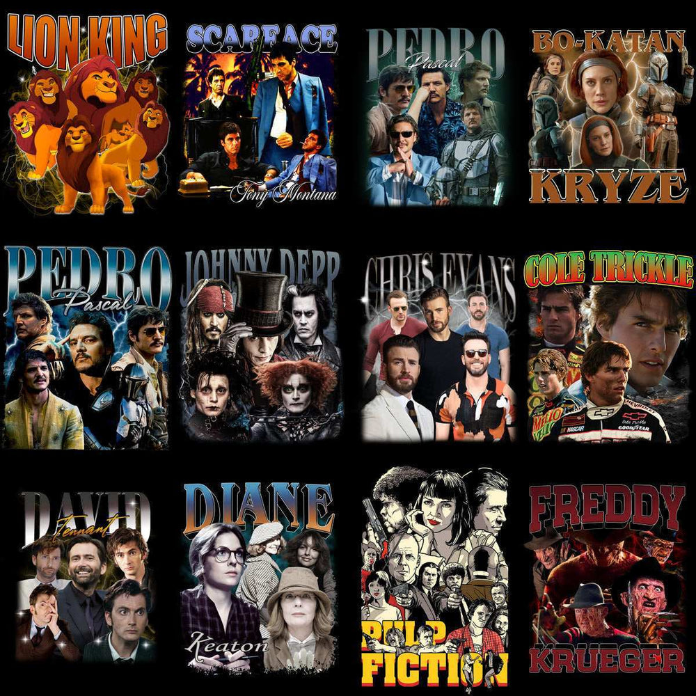 54 Popular Movies Series Artists Bootleg Best Designs Bundle PNG