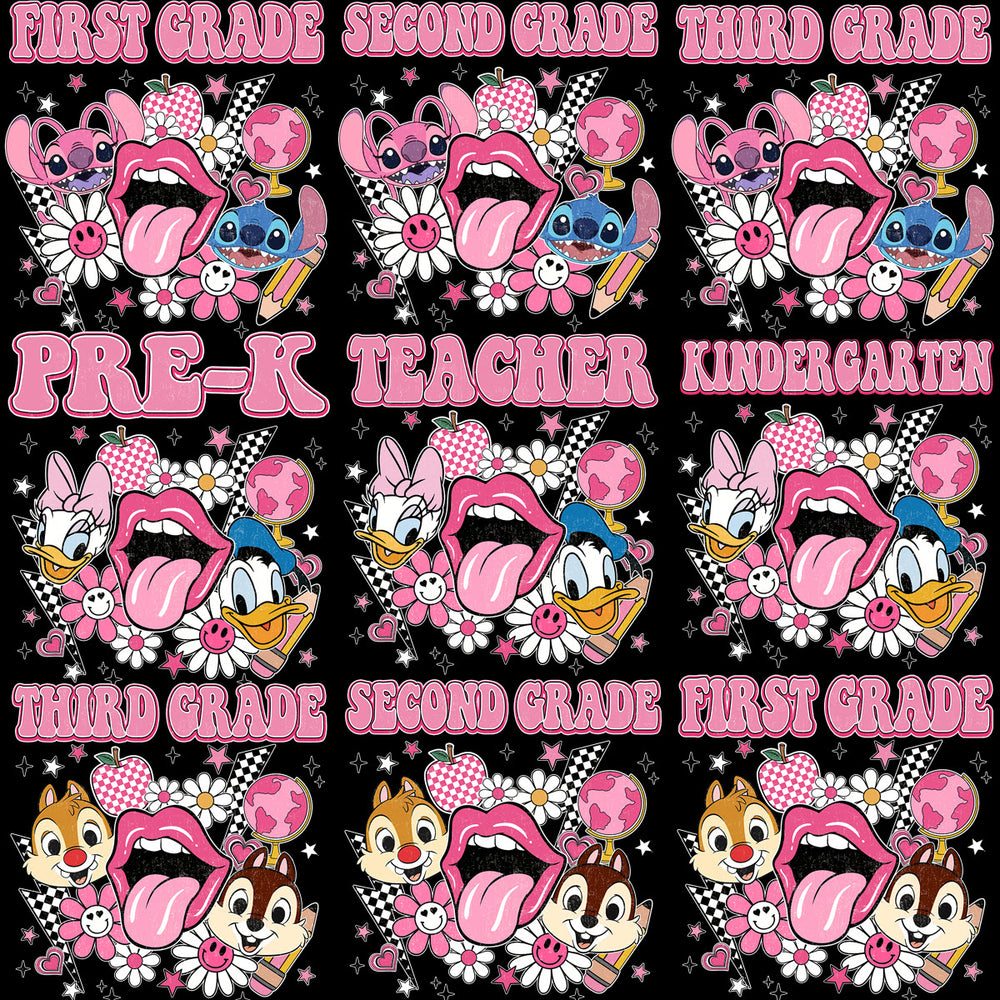 18 Back to School Kids Cartoon Couples Designs Bundle PNG