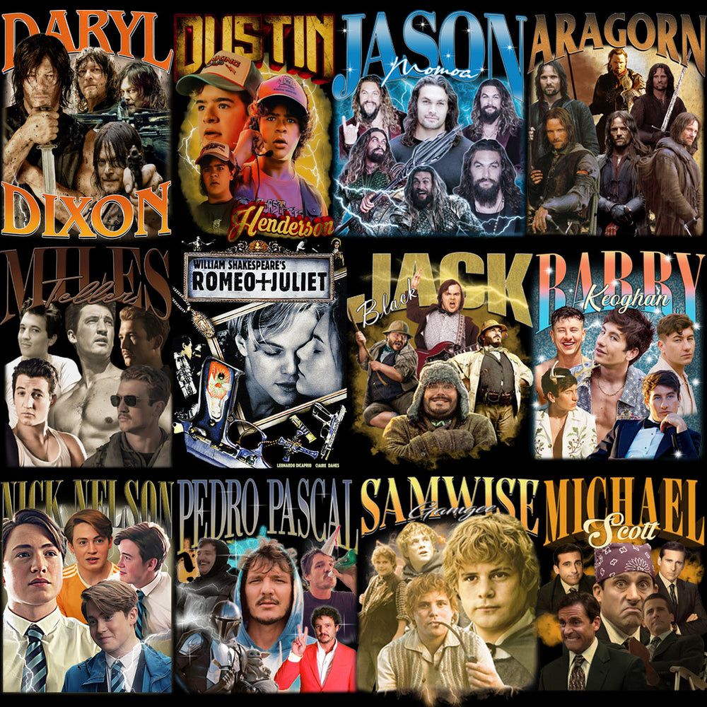 60 Celebrity TV Series Movies Artists Bootleg Designs Bundle PNG