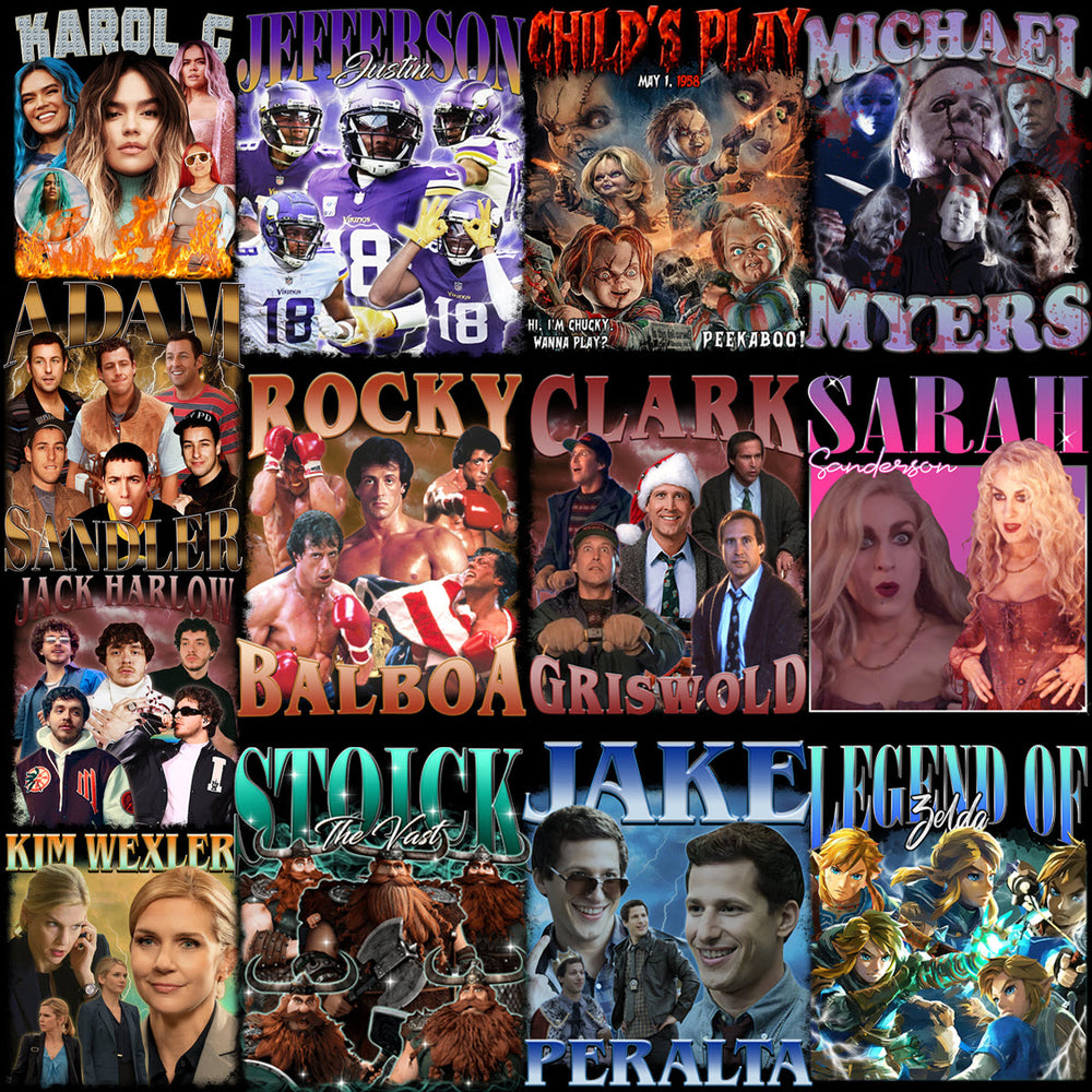 50 Celebrity Fan Mixed Bootleg V2 90s Designs Bundle PNG