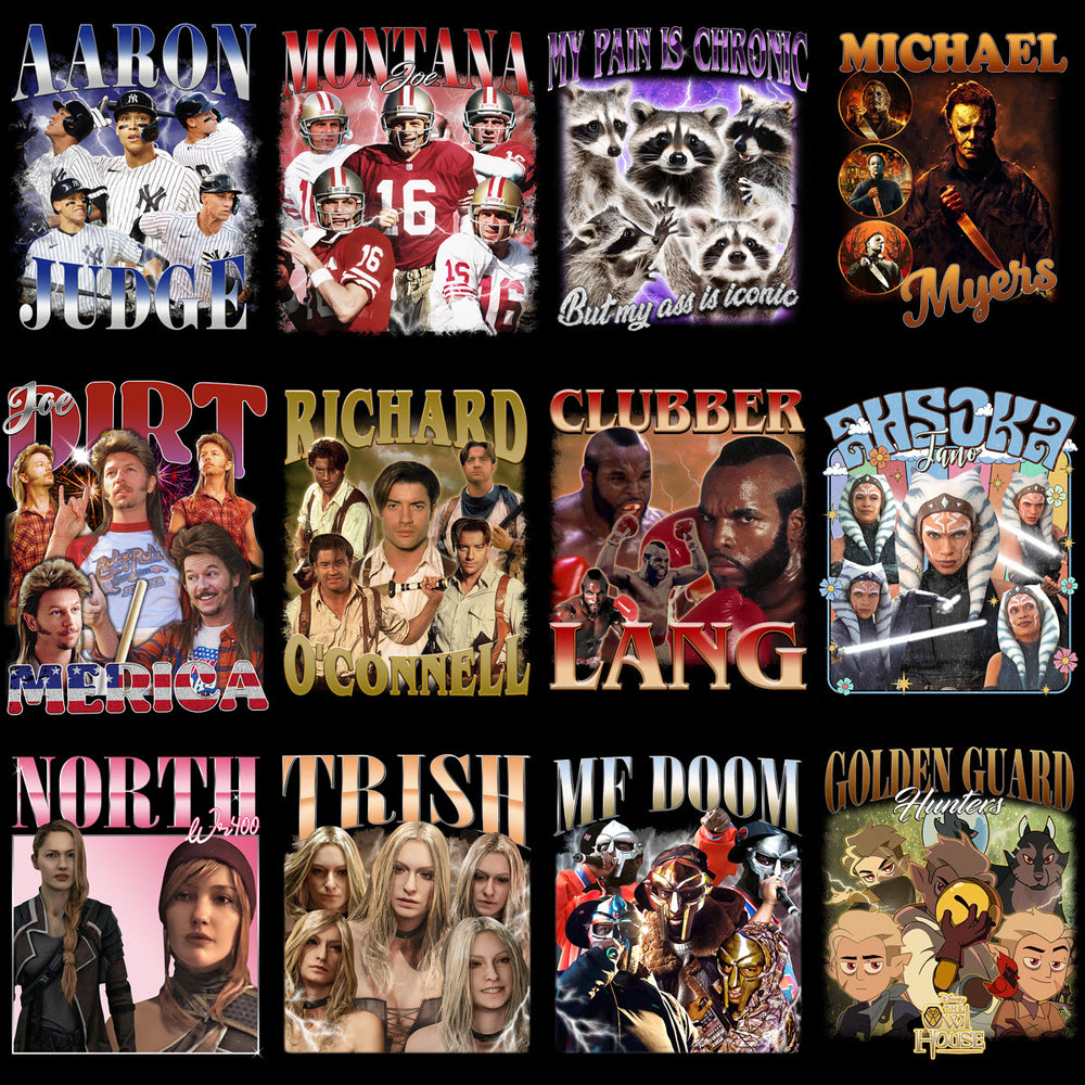 50 Celebrity Fan Mixed Bootleg 90s V3 Designs Bundle PNG