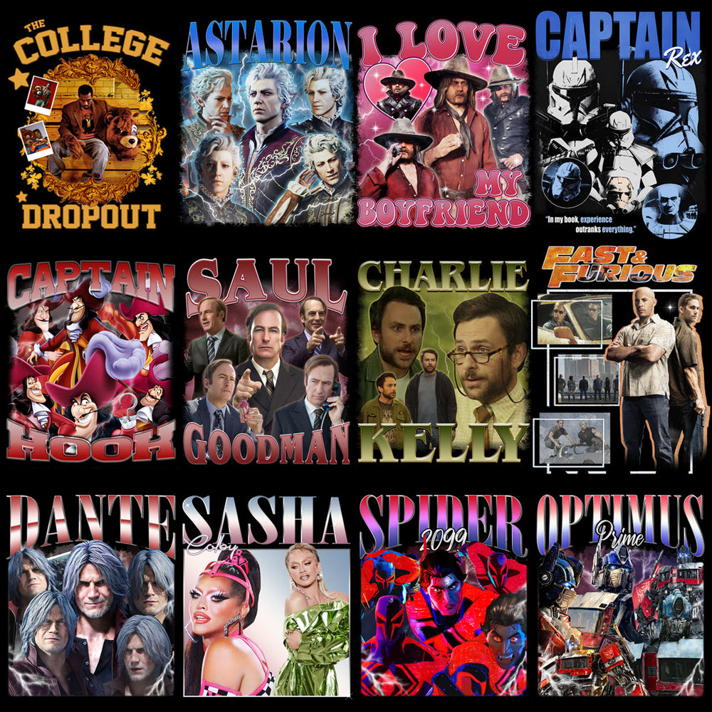 50 Celebrity Fan Mixed Bootleg 90s V7 Designs Bundle PNG