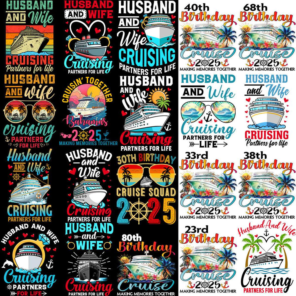 80 Family Vacation Cruise 2025 Designs Bundle PNG