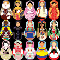 Load image into Gallery viewer, 120 Matryoshka Babushka Dolls World Costumes Designs Bundle PNG
