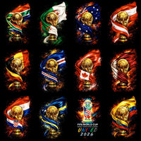 Load image into Gallery viewer, FIFA World Cup 2026 trophy designs with national flags, print-ready for DTF/DTG and embroidery
