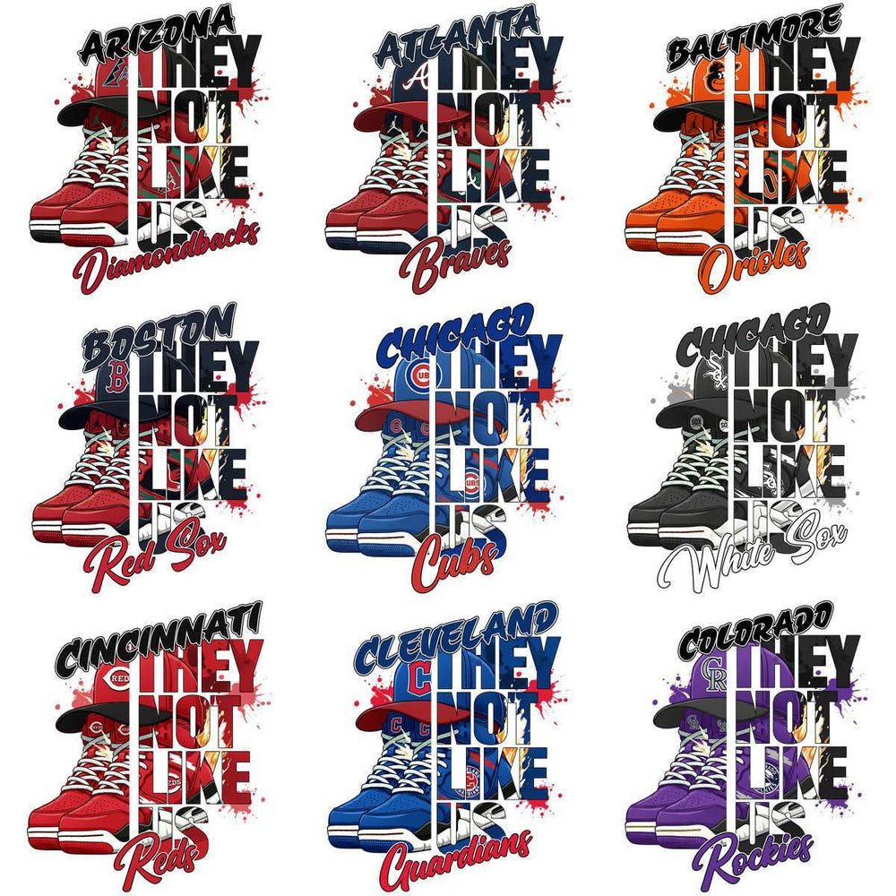 30 Baseball Teams They Not Like Us Sneakers Designs Bundle PNG
