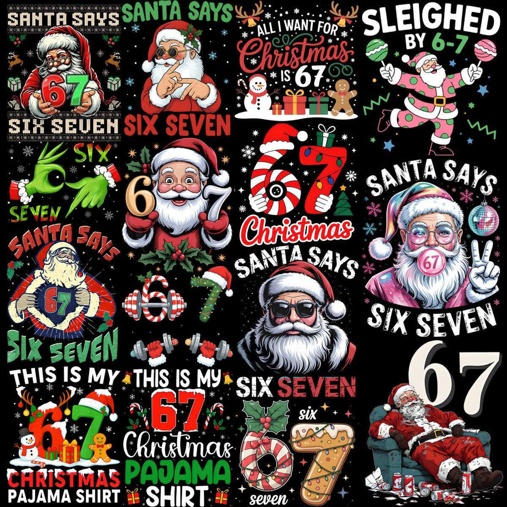 89 Cartoon CHRISTMAS 67 MEME Designs Bundle PNG