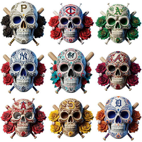 30 Baseball Teams Floral Days of the Deads Skull Designs Bundle PNG