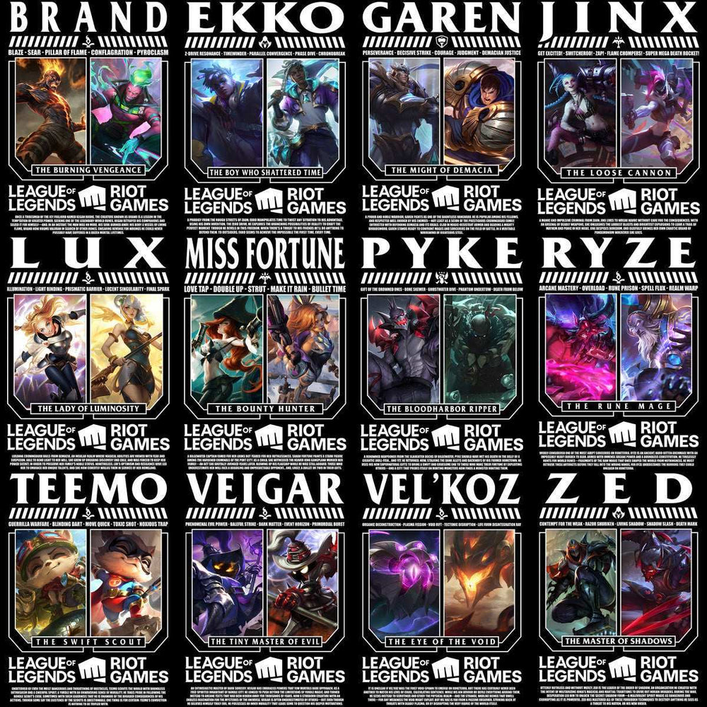 160 League Of Legends Gaming Streetwear Black / White Designs Bundle PNG